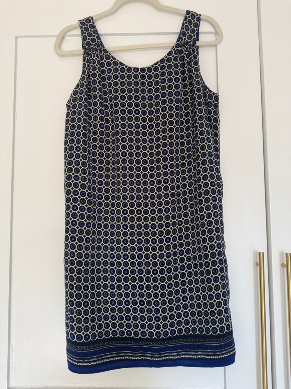 Lila Rose Navy and Cream Patterned Sleeveless Shift Dress